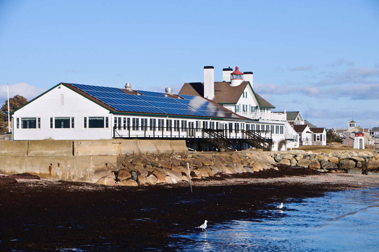 solar panels cover the roof